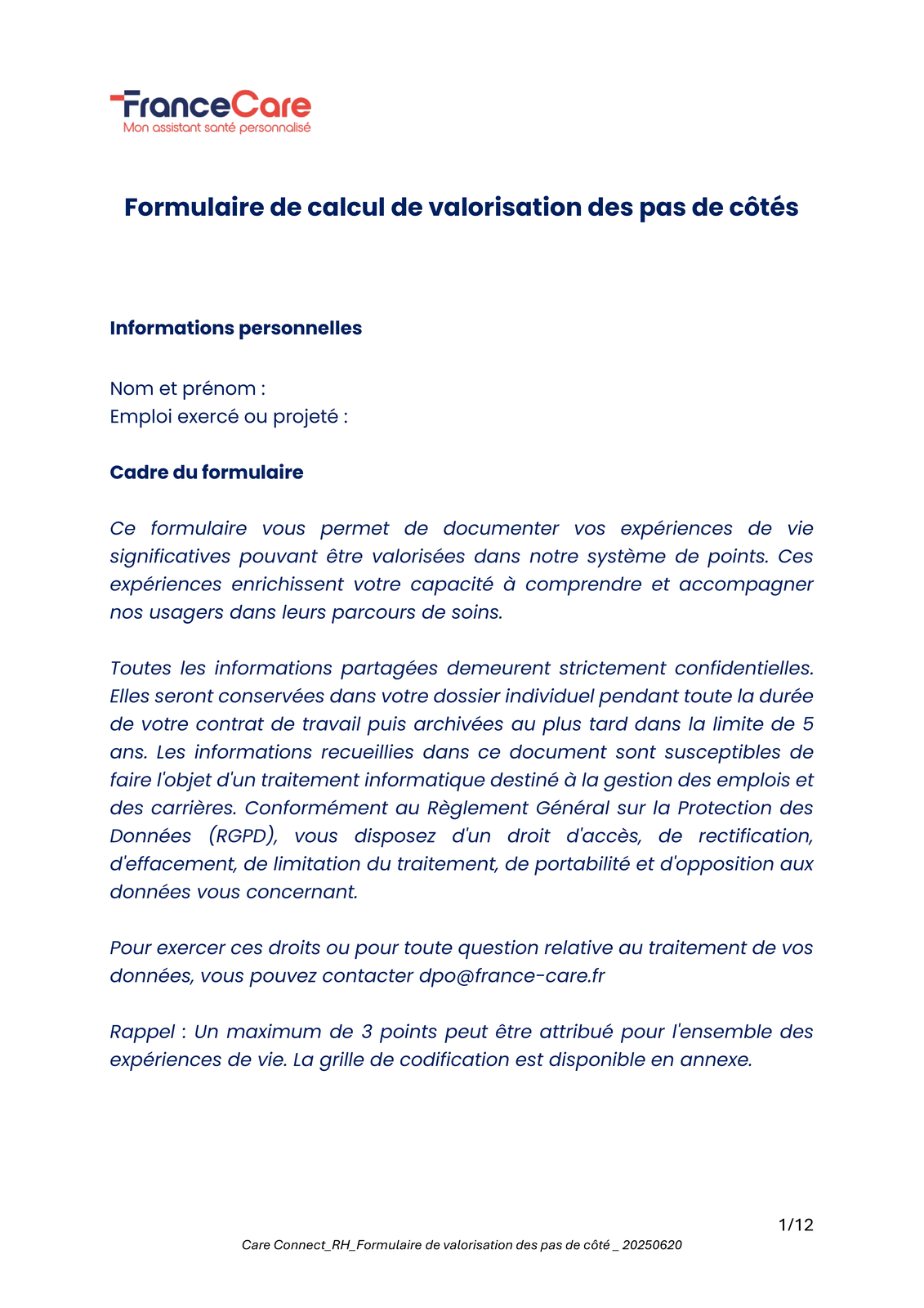 Formulaire de valorisation des pas de côté